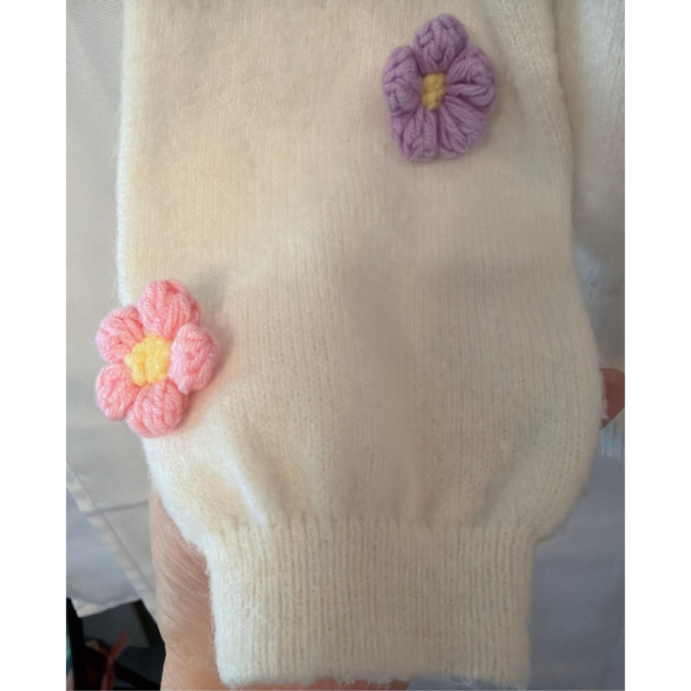 Hazel Moon Romantic Floral Applique Whimsical Cottagecore Cardigan Size L 14 - Picture 5 of 8